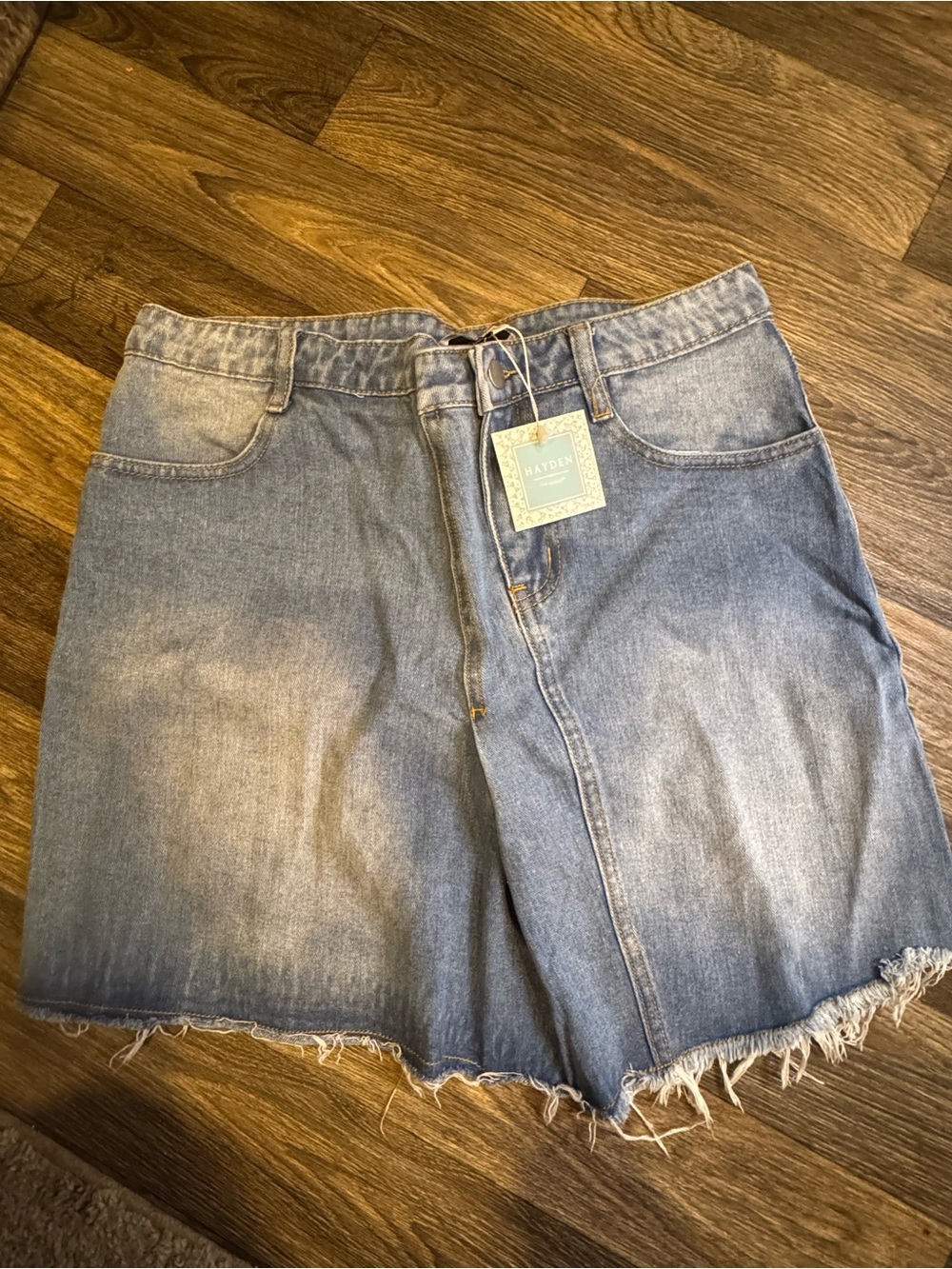 Hayden Faded Blue Frayed Denim Skirt